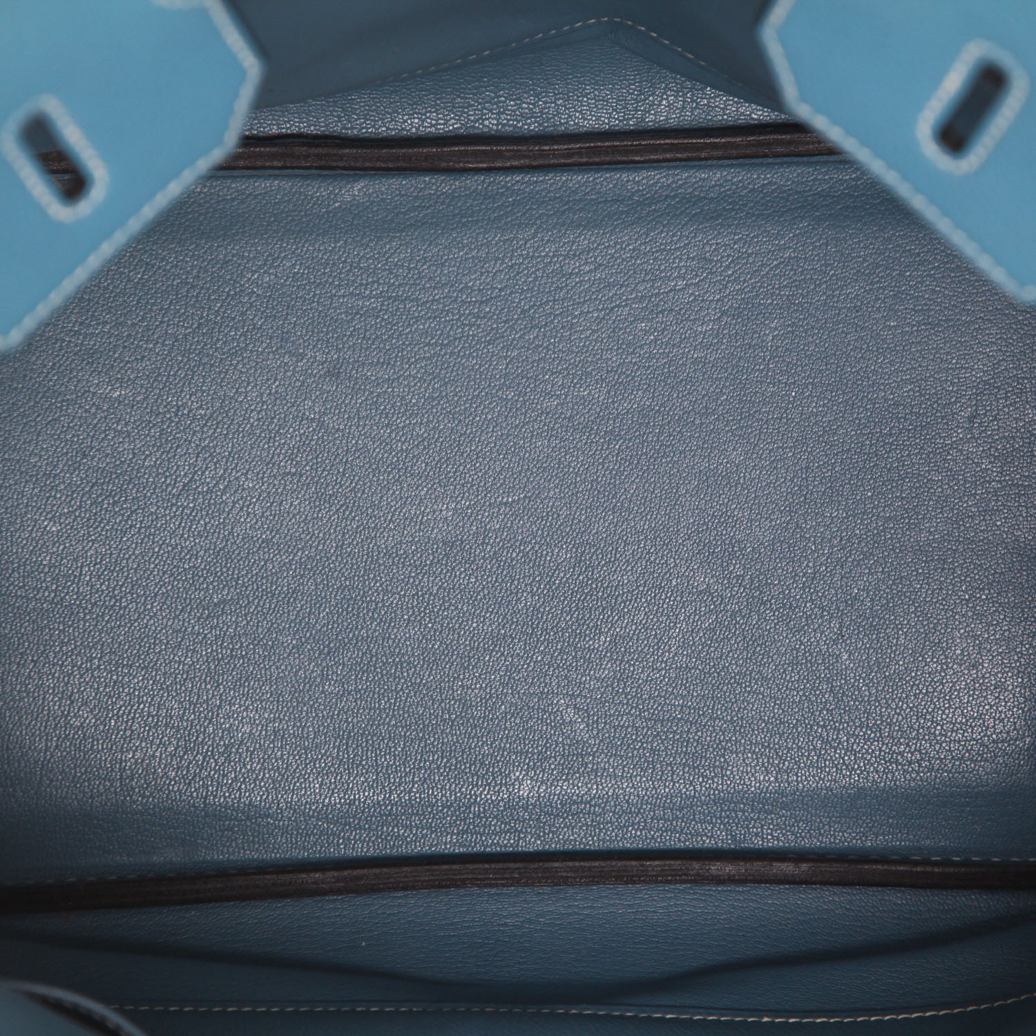 Bolso de mano Hermès «Haut à Courroies» de 32 cm, de piel Togo Bleu Jean - Detail D3