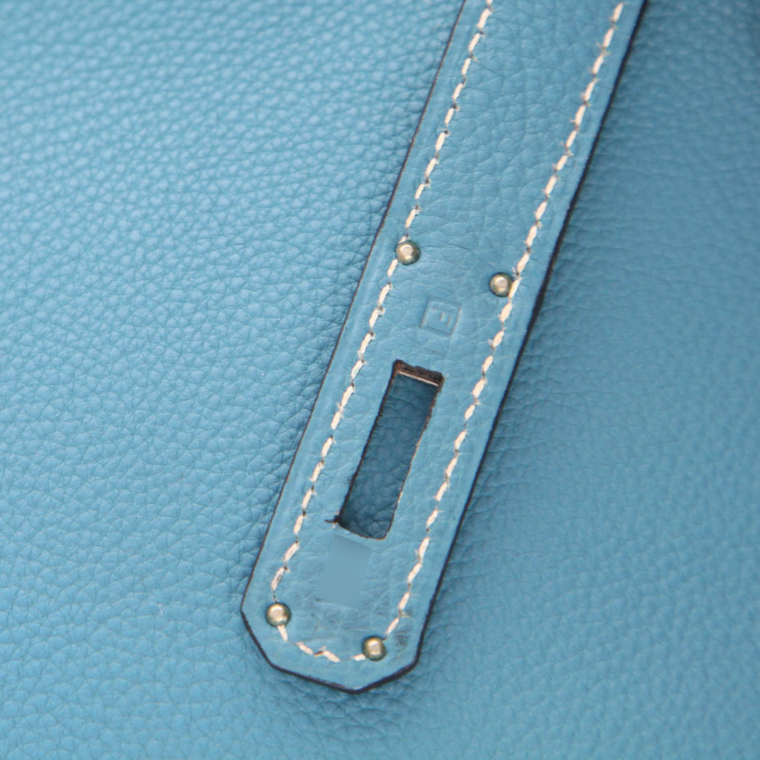 Bolso de mano Hermès «Haut à Courroies» de 32 cm, de piel Togo Bleu Jean - Detail D4