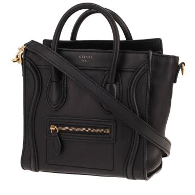 Sac bandoulière Celine  Luggage Nano en cuir grainé noir