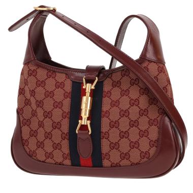 Borsa Gucci Jackie in tela Supreme GG Bordeaux e pelle Bordeaux