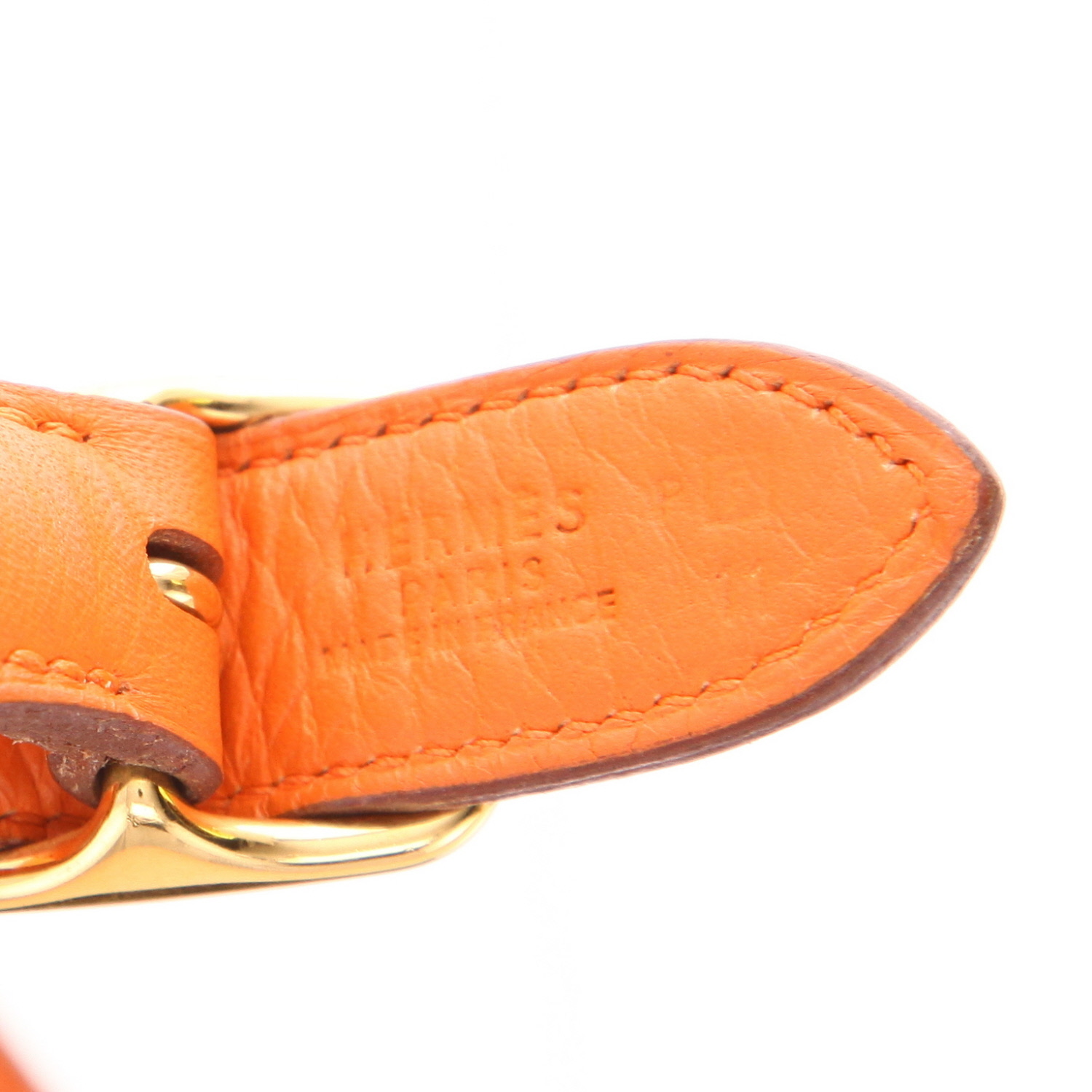 Hermès handbag  Trim in orange Togo leather - Detail D2