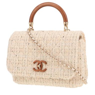 Chanel ‘Knock on Wood’ shoulder bag in ecru tweed