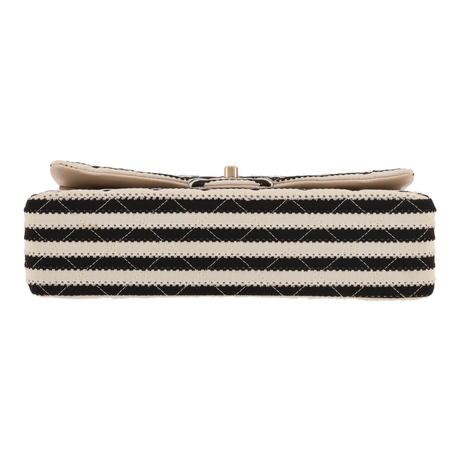 Borsa Chanel “Timeless Classic” in tela beige e nera e pelle beige - Detail D1