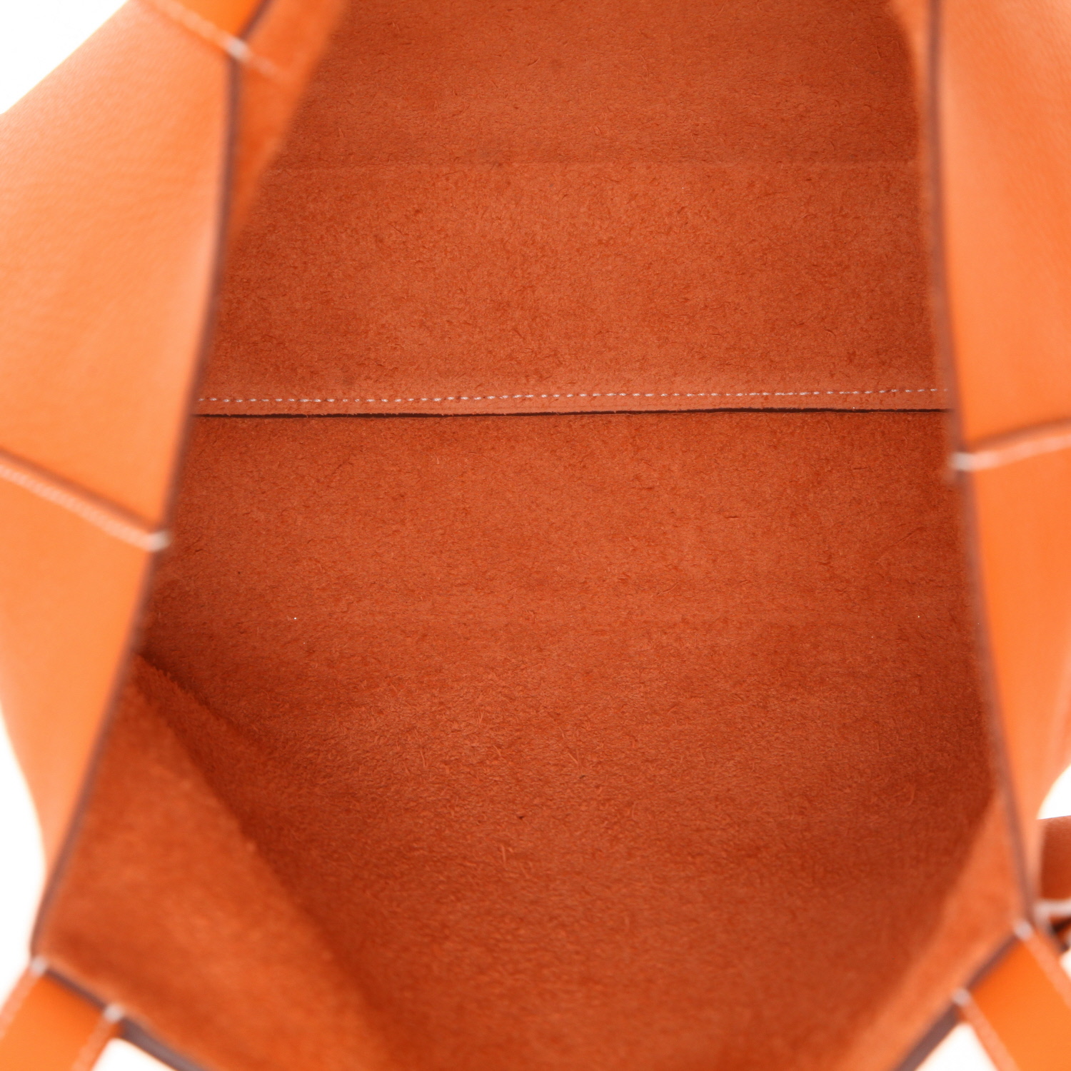 Sac cabas Hermès  Cabasellier petit modèle  en cuir togo orange - Detail D3