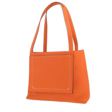 Sac cabas Hermès  Cabasellier petit modèle  en cuir togo orange