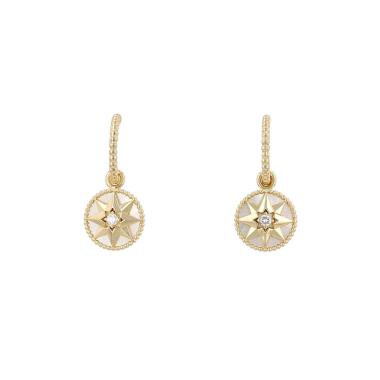 Coppia di fibbie Dior “Rose des vents” in oro giallo, madreperla e diamanti