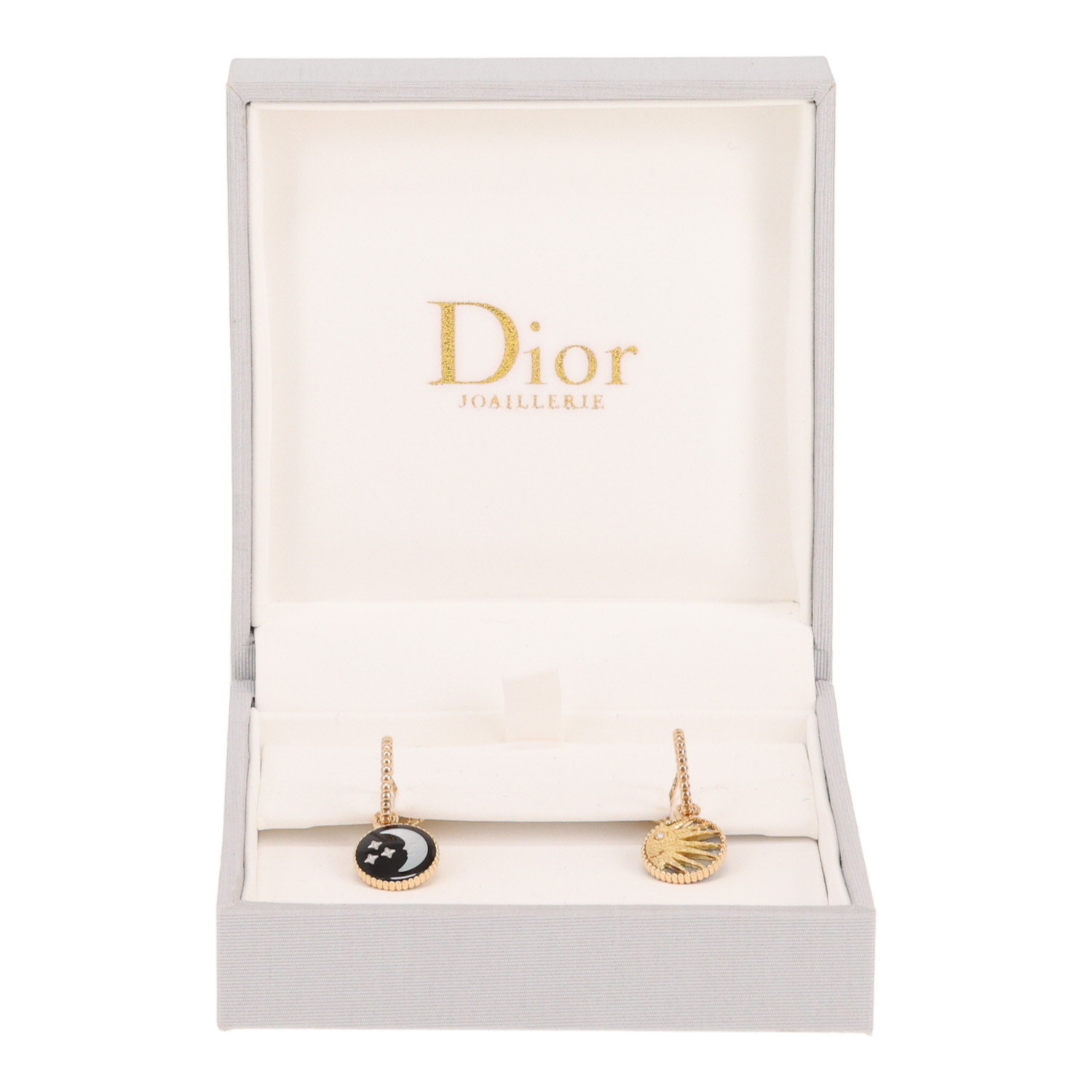 Paire de créoles réversible Dior Rose Céleste en or jaune,  nacre blanche et onyx - Detail D2