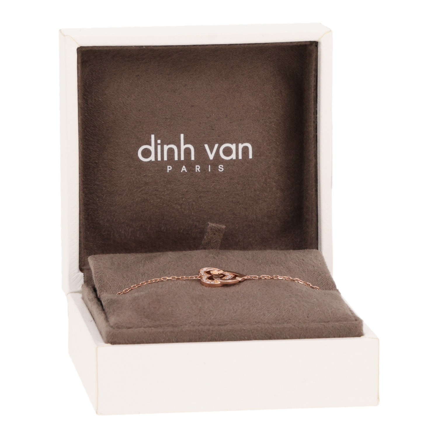 Bracciale Dinh Van Double Coeurs modello piccolo in oro rosa e diamanti