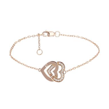 Bracelet Dinh Van Double Coeurs petit modèle en or rose et diamants