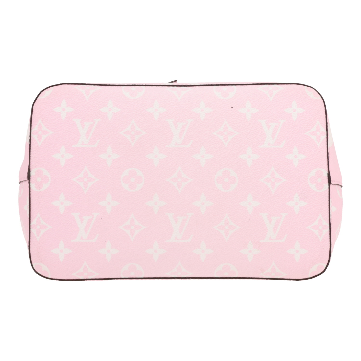 Sac cabas Louis Vuitton  NéoNoé en toile monogram rose bleue et jaune et cuir rose - Detail D1