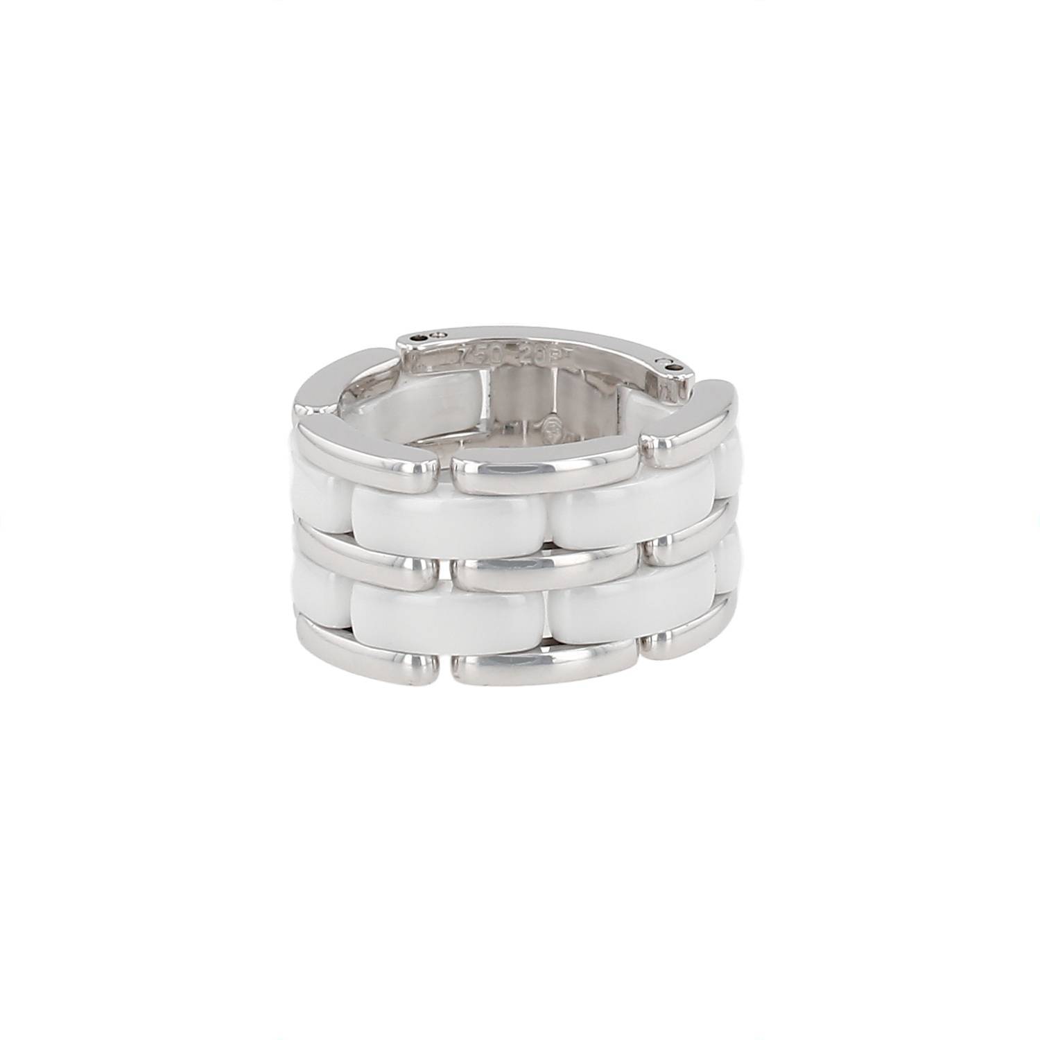 Bague souple Chanel or blanc céramique occasion