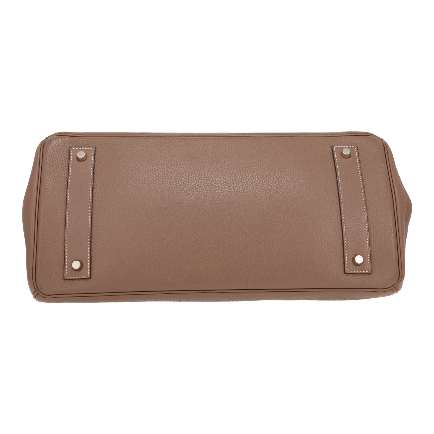 Bolso para llevar al hombro o en la mano Hermès  Birkin Shoulder en cuero taurillon clémence marrón etoupe - Detail D1