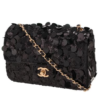 Borsa a tracolla Chanel  Timeless Mini in paillettes e raso nero