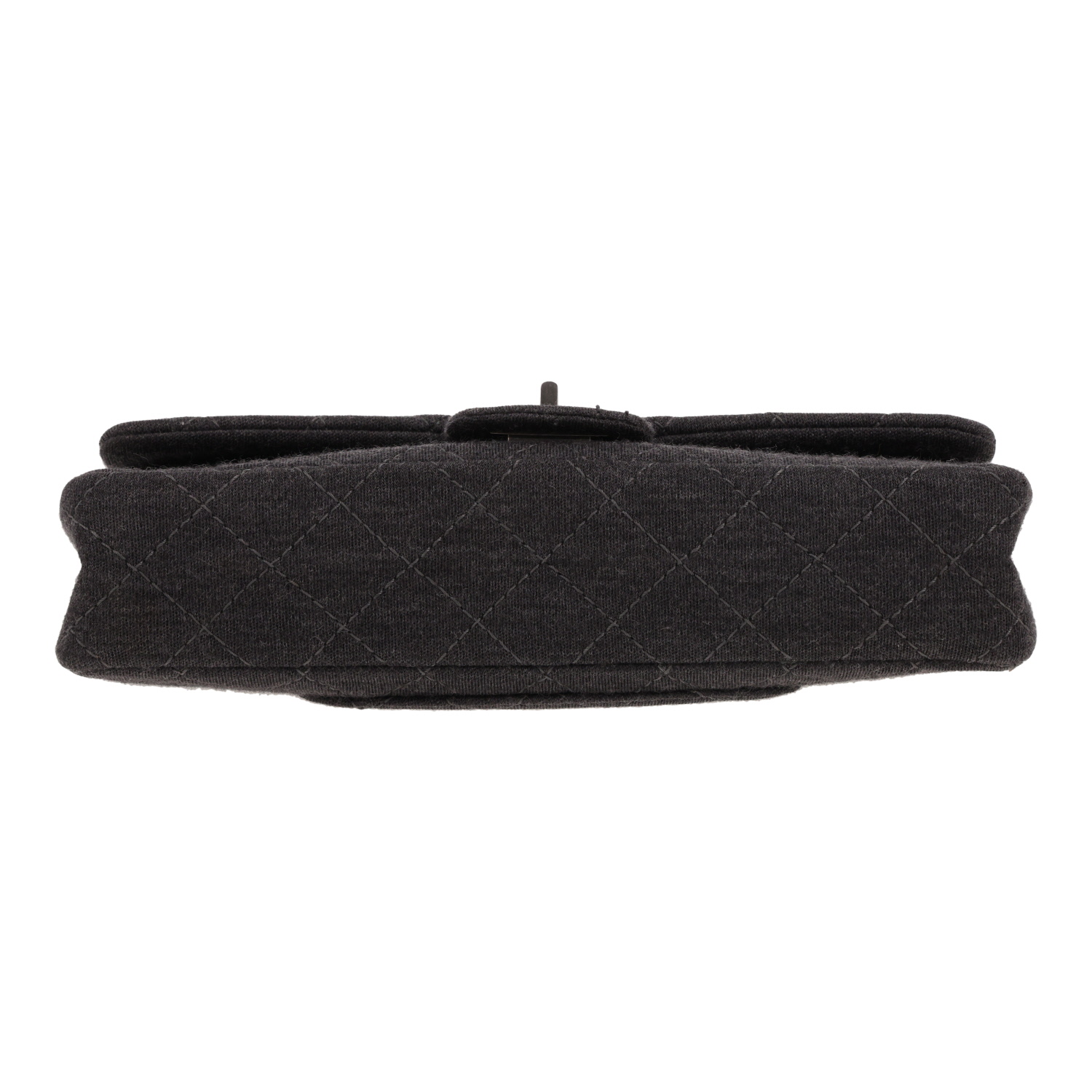 Sac à main Chanel  Chanel 2.55 Baguette petit modèle  en jersey gris - Detail D1