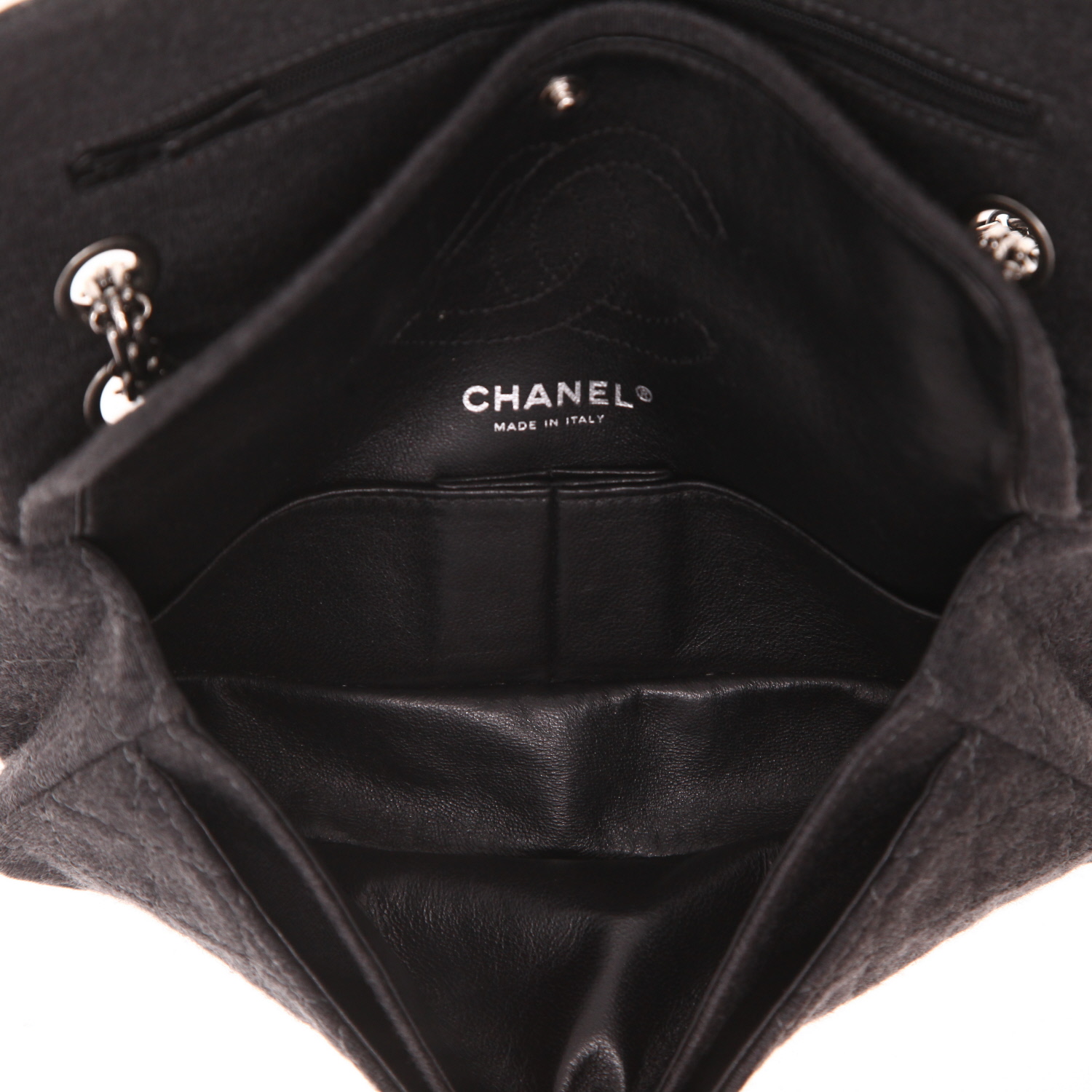 Chanel  Chanel 2.55 Baguette small model  handbag  in grey jersey - Detail D3