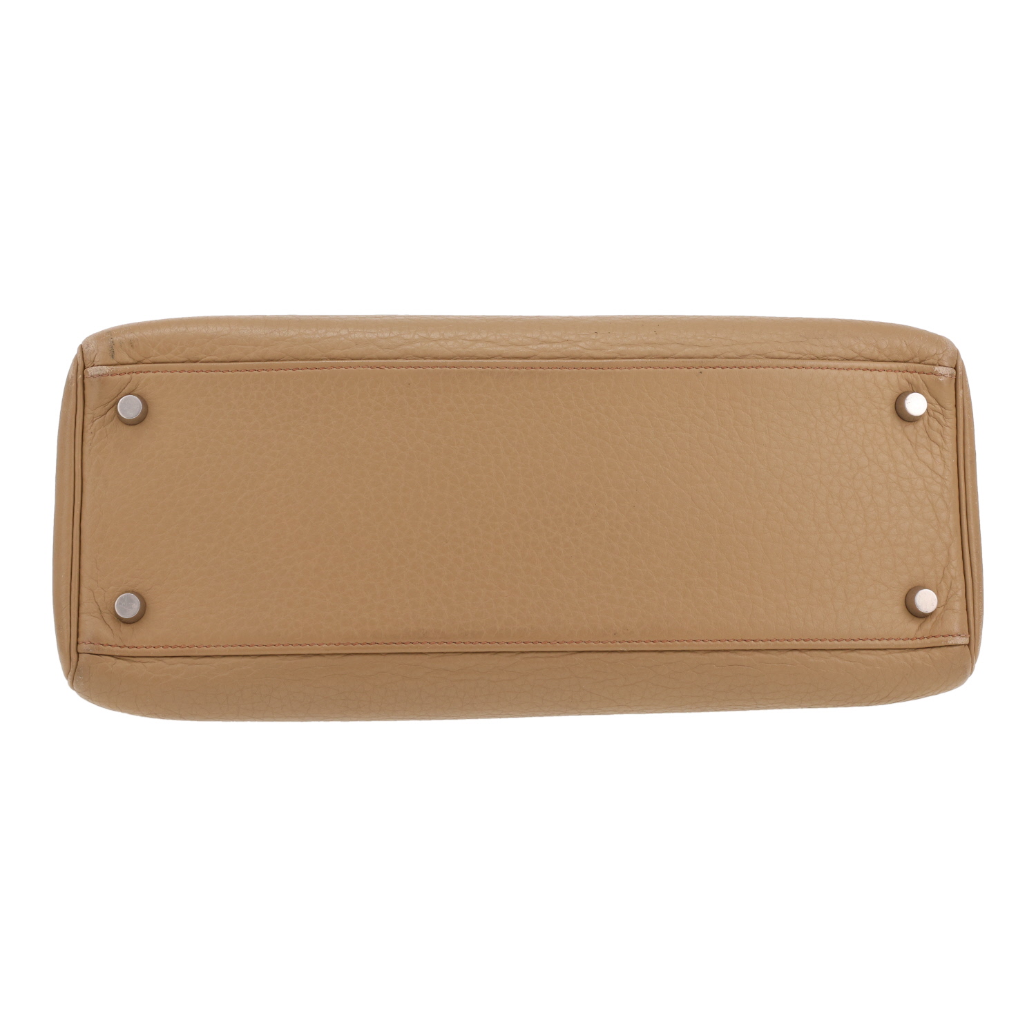 Sac à main Hermès  Kelly 32 cm en cuir taurillon clémence beige - Detail D1