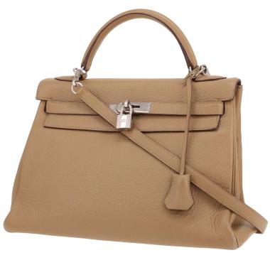 Hermès  Kelly 32 cm handbag  in beige leather taurillon clémence