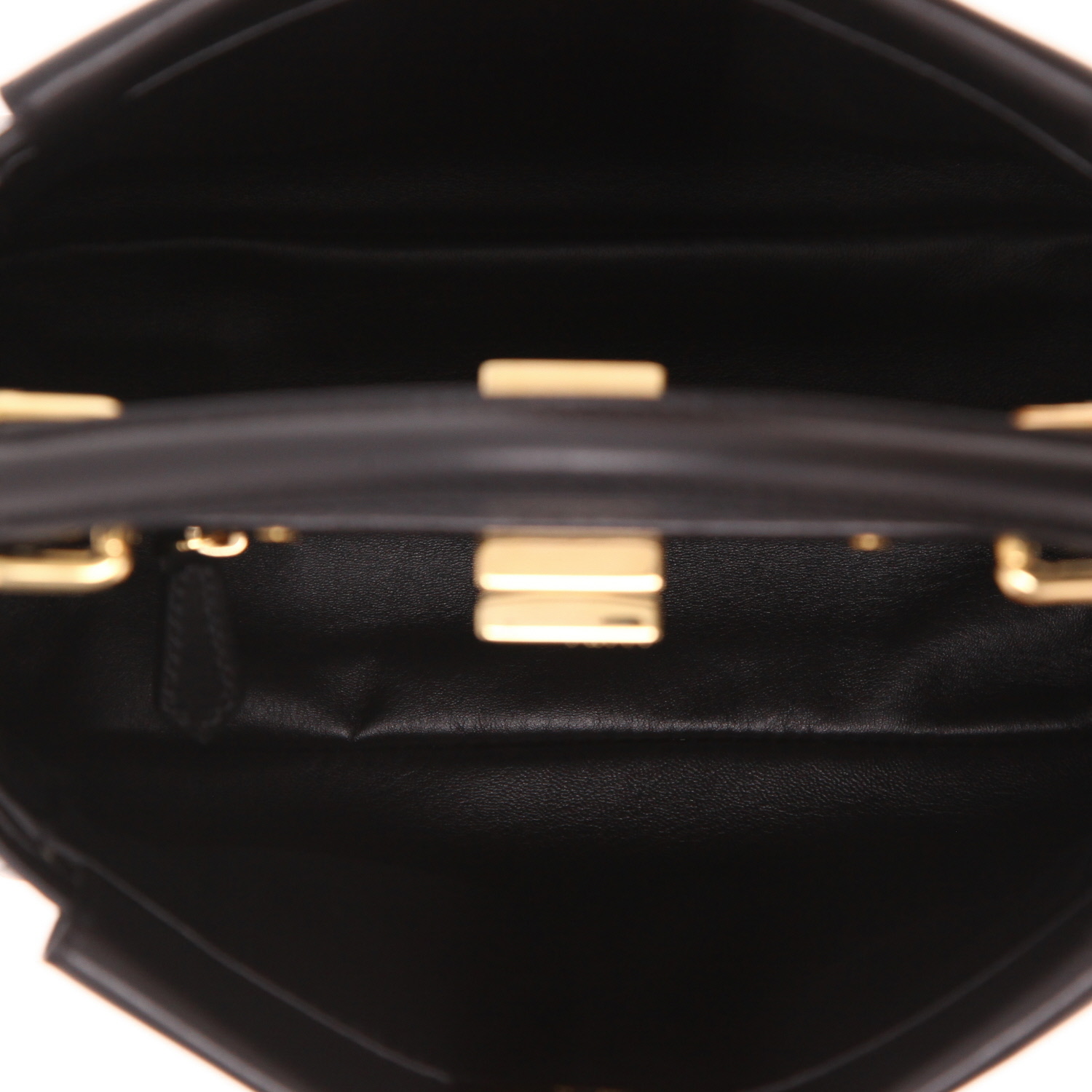 Sac bandoulière Fendi  Mini Peekaboo en toile et cuir noire et marron - Detail D3