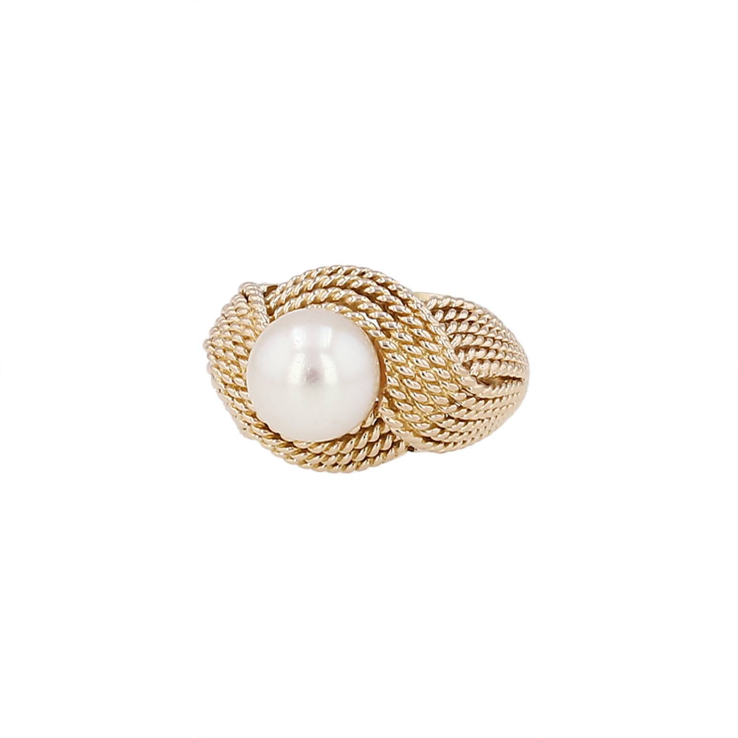 Bague Vintage Or Jaune Perle de Culture Occasion Bague Vintage Or Jaune Perle de Culture Occasion