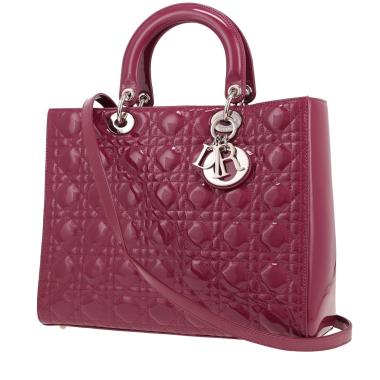 Sac à main Dior  Lady Dior en cuir verni rose Cassis