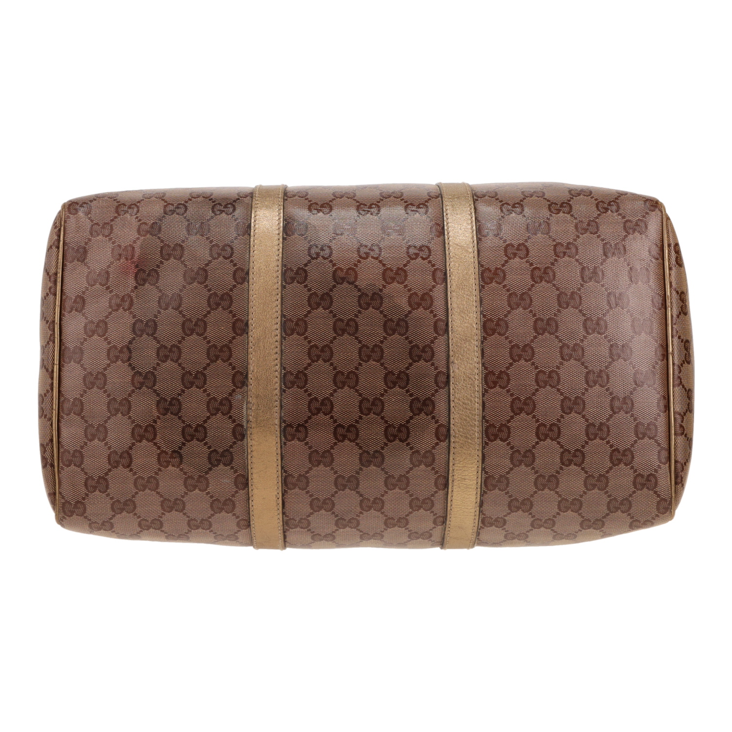 Gucci  Boston handbag  in beige monogram canvas  and gold leather - Detail D1