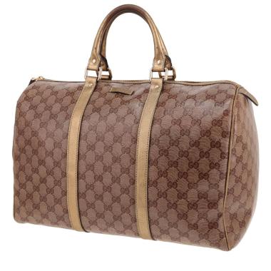 Bolso de mano Gucci  Boston en lona Monogram beige y cuero dorado