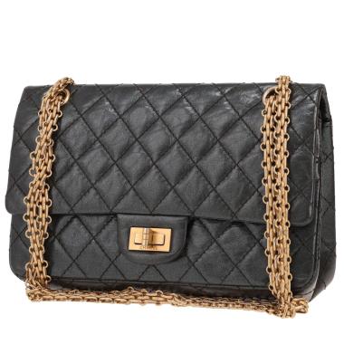 Chanel  2.55 shoulder bag  in green quilted iridescent leather