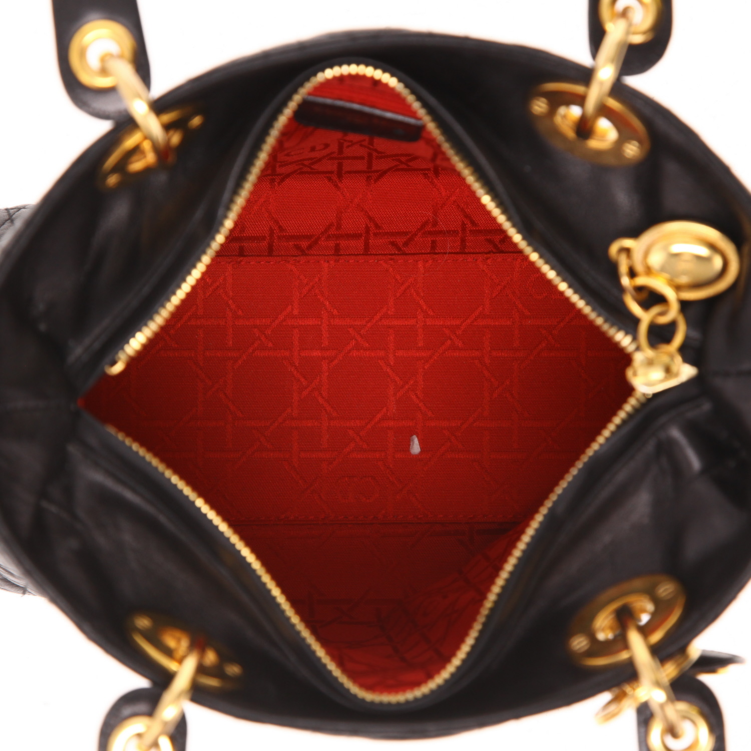 Dior  Lady Dior handbag  in black leather cannage - Detail D3