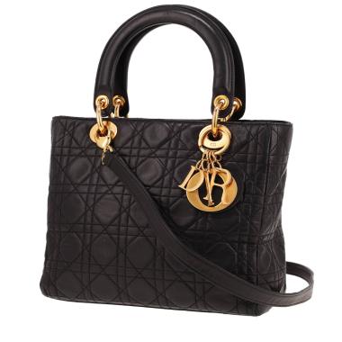 Bolso de mano Dior  Lady Dior en cuero cannage negro