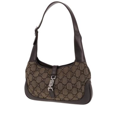 Sac à main Gucci  Jackie en toile sûpreme GG vert-kaki et cuir marron