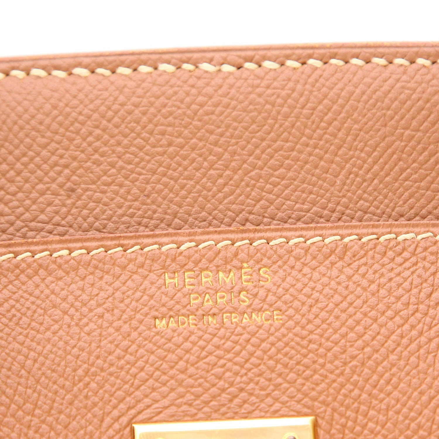 Bolso de mano Hermès  Birkin 35 cm en cuero Courchevel color oro - Detail D2