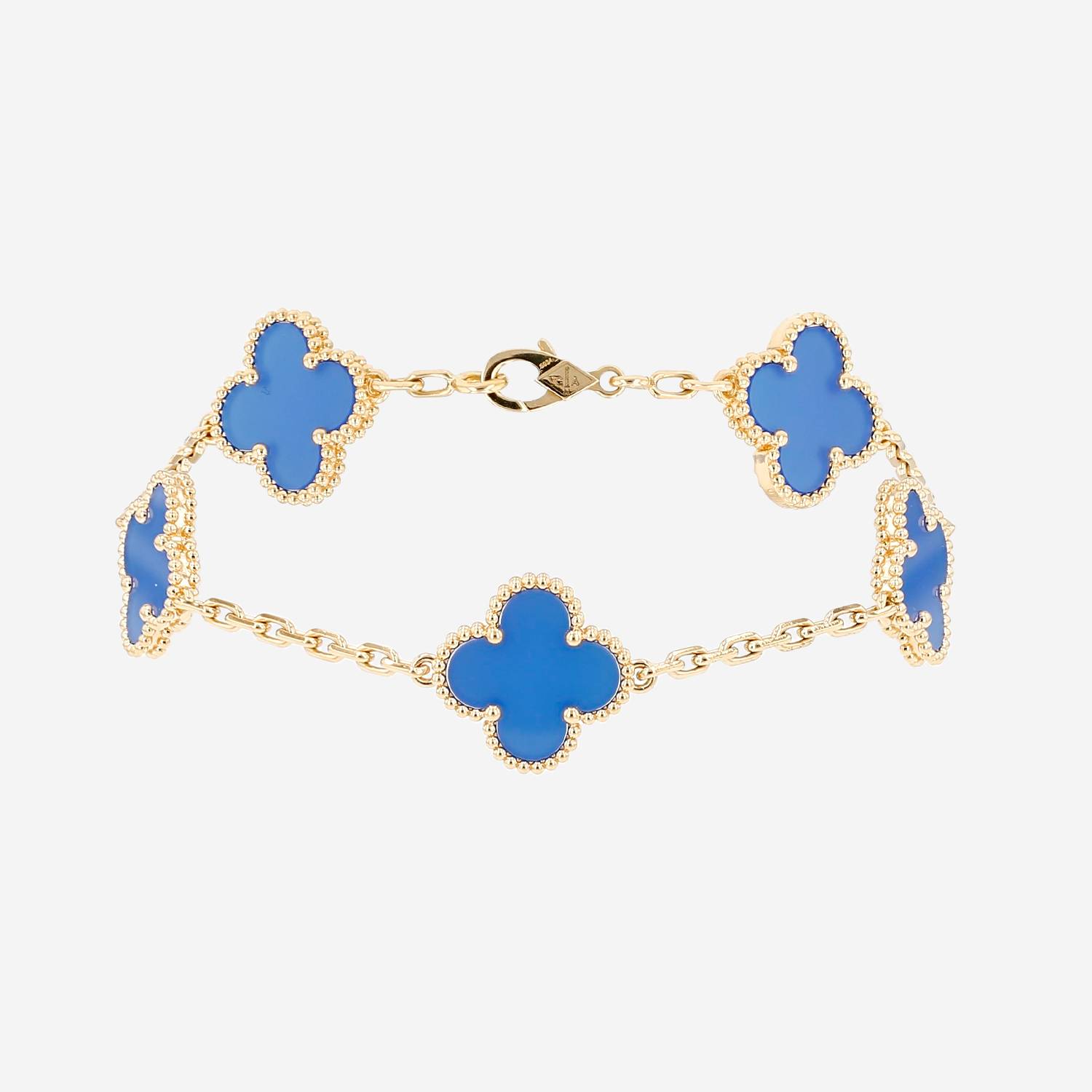 Bracciale Van Cleefamp; Arpels Vintage Alhambra in oro giallo e agata blu