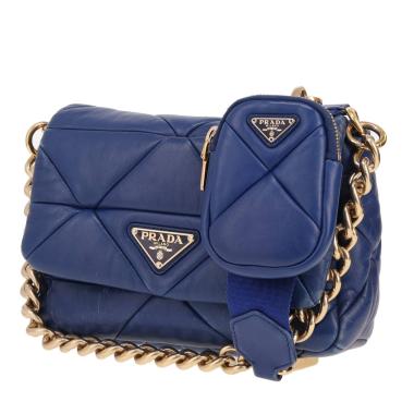 Sac bandoulière Prada   en cuir matelassé bleu- électrique