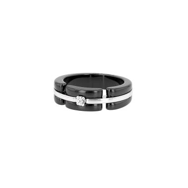 Anillo rígido Chanel Ultra de oro blanco, cerámica y diamantes