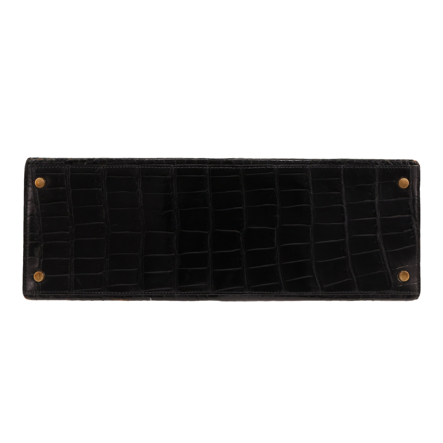 Hermès Kelly 35 cm handbag in black crocodile leather - Detail D1