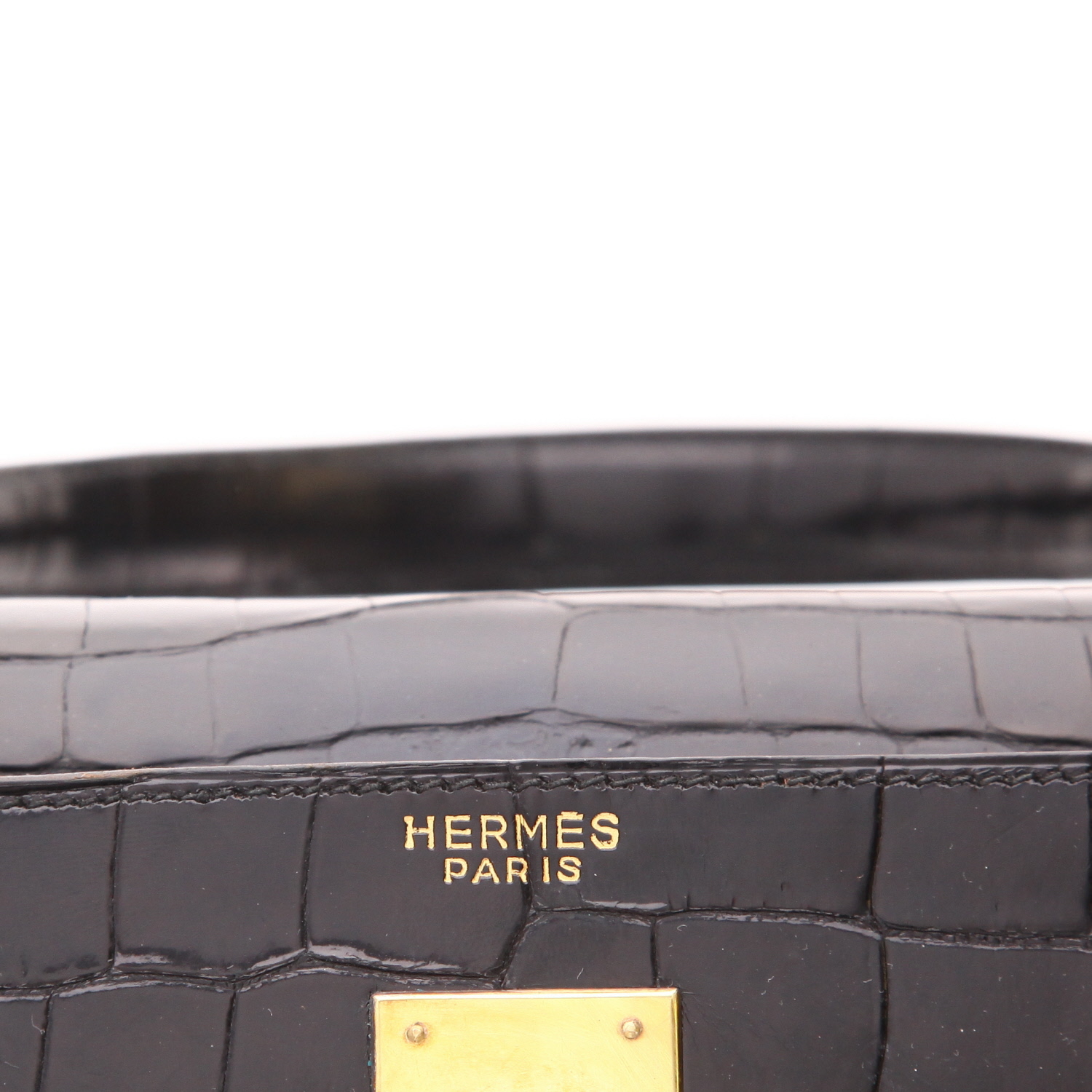 Sac à main Hermès  Kelly 35 cm en crocodile noir - Detail D2