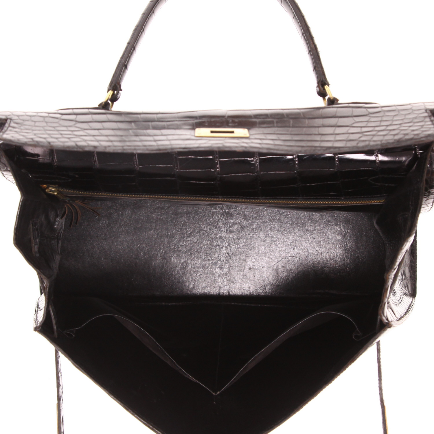 Hermès Kelly 35 cm handbag in black crocodile leather - Detail D3