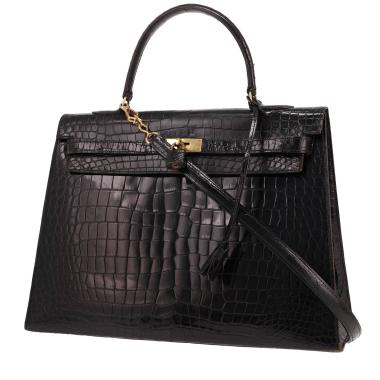 Bolso Hermès Kelly de 35 cm de cocodrilo negro