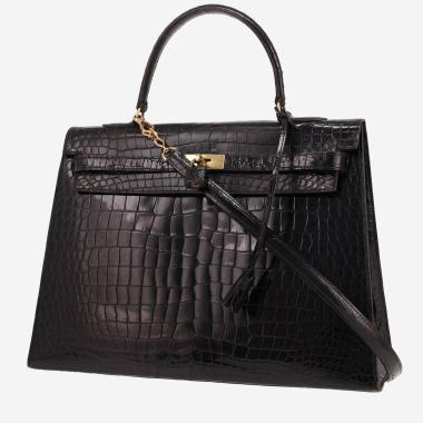 Sac à main Hermès  Kelly 35 cm en crocodile noir