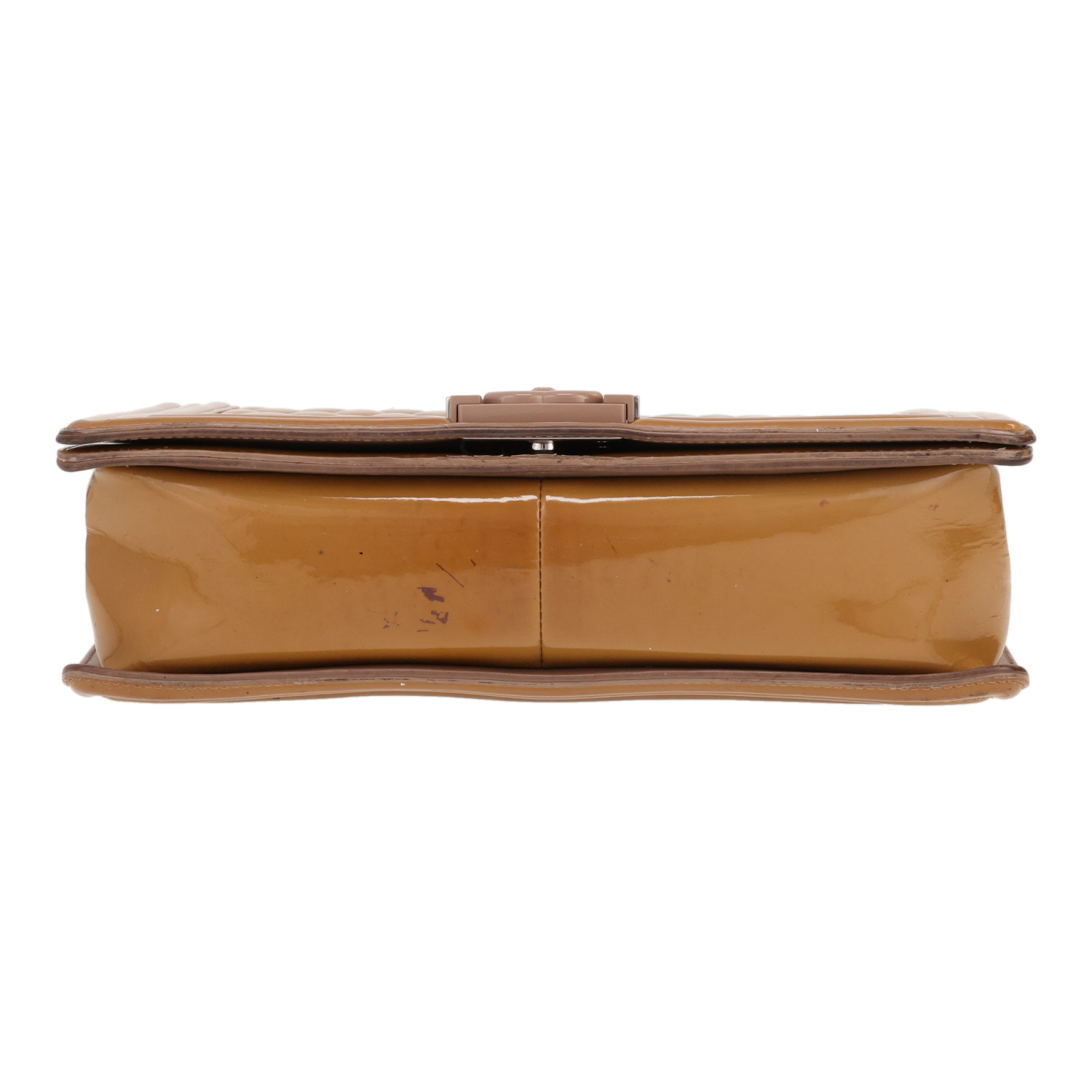 Sac bandoulière Chanel  Boy en cuir verni matelassé marron - Detail D1