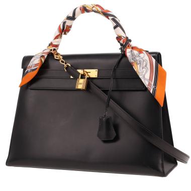Bolso de mano Hermès  Kelly 32 cm en cuero box negro