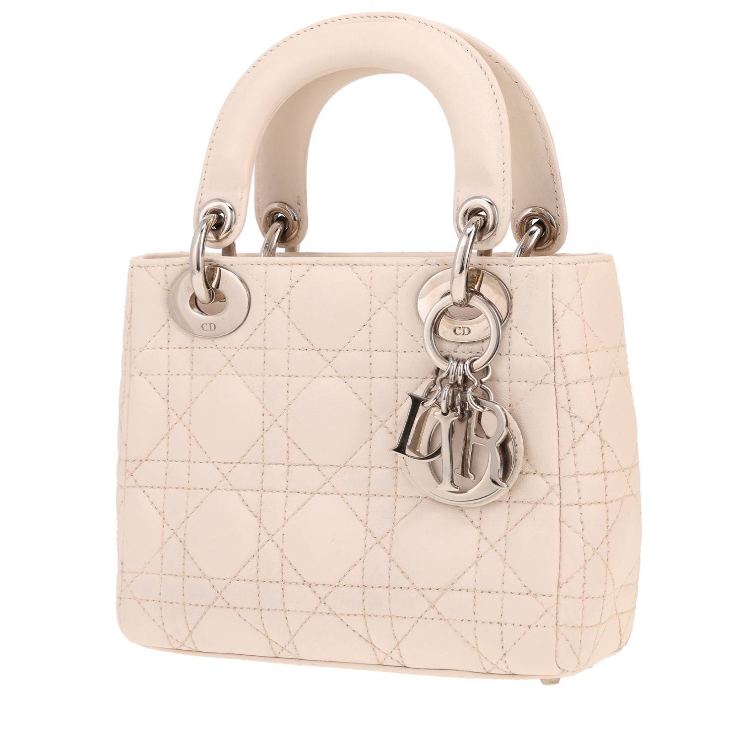 Sac Dior Lady Dior cuir cannage blanc occasion