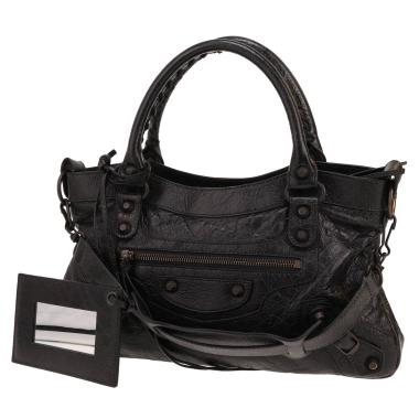 Balenciaga  First handbag  in black burnished leather