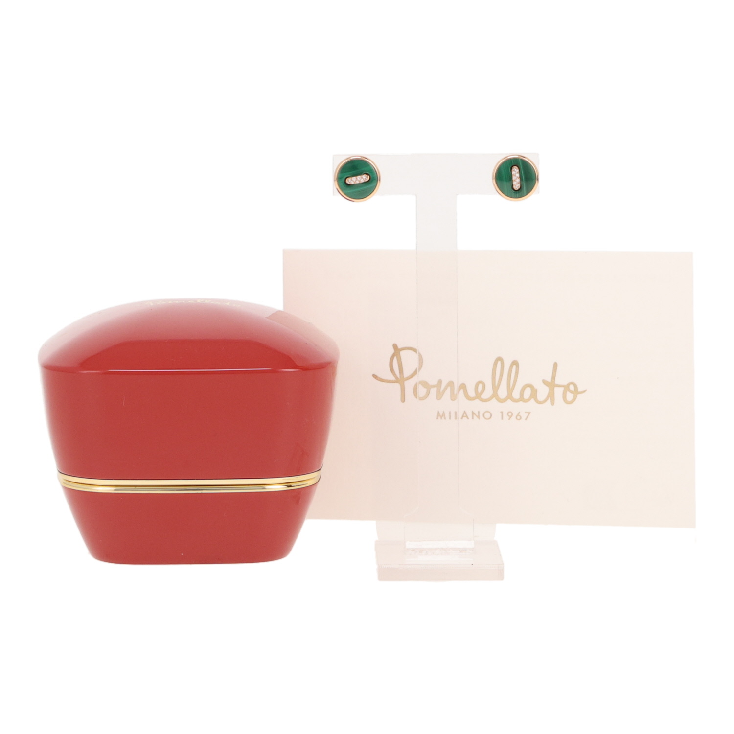 Orecchini a perno Pomellato Pom Pom Dot in oro rosa, malaquite e diamanti - Detail D2