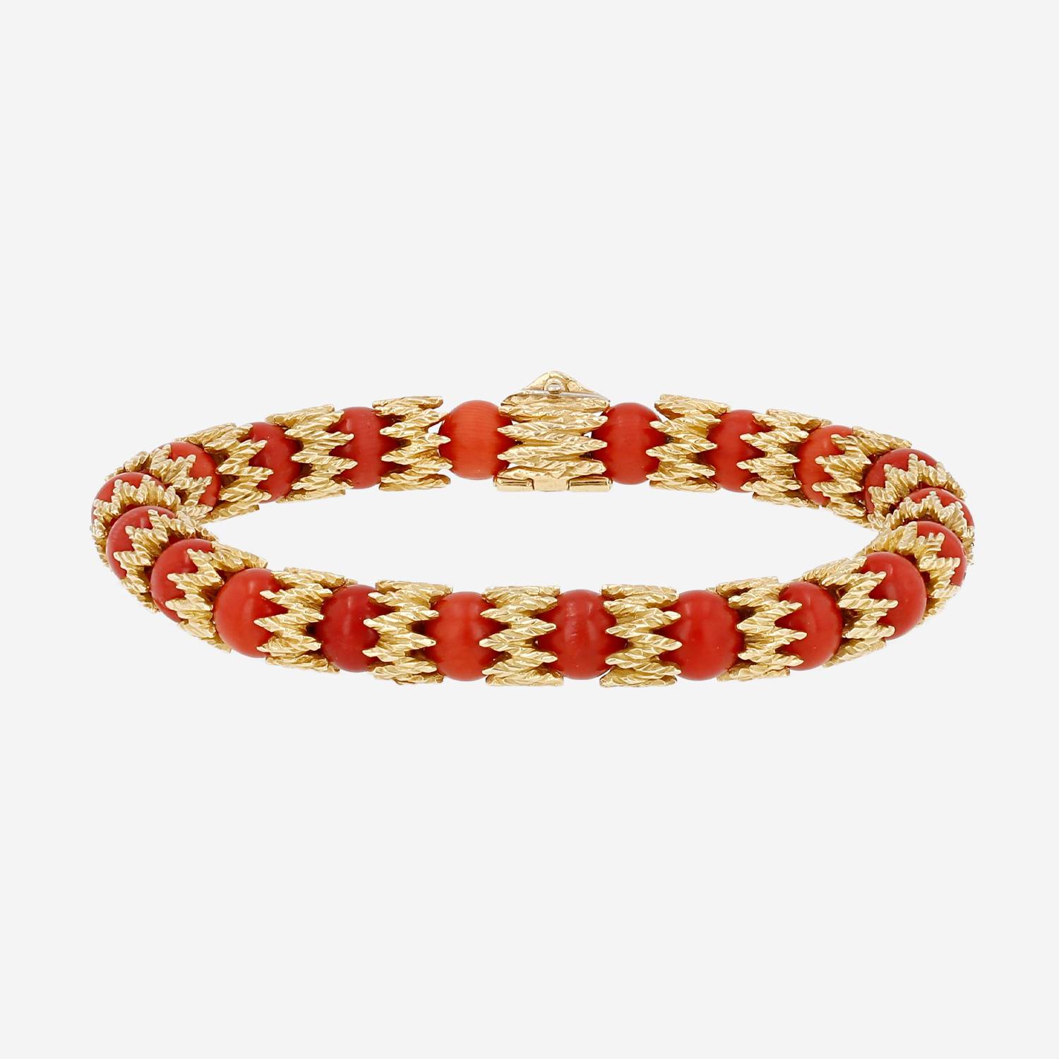 Bracelet Vintage  en or jaune et corail