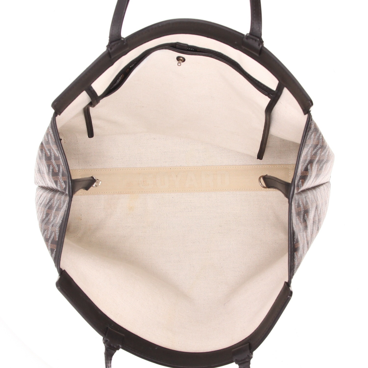 Sac cabas Goyard  Bellechasse en toile Goyardine noire et cuir noir - Detail D3
