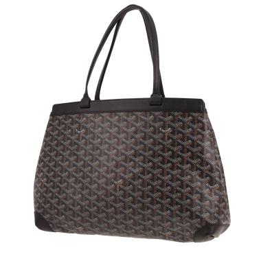 Goyard  Bellechasse shopping bag  in black Goyard canvas  and black leather