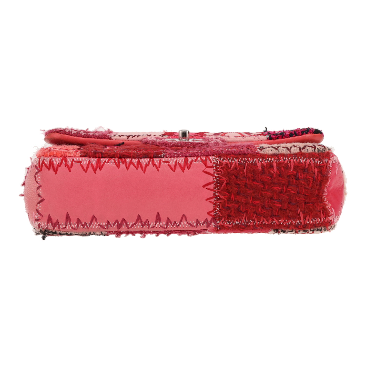Borsa Chanel  Timeless Classic in tweed rosa e rosso e pelle rosa - Detail D1