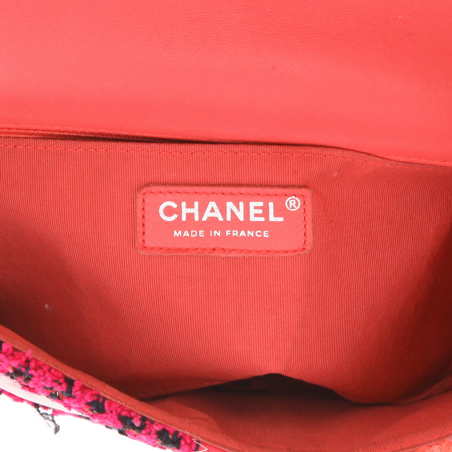 Borsa Chanel  Timeless Classic in tweed rosa e rosso e pelle rosa - Detail D2