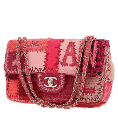 Chanel  Timeless Classic handbag - Patchwork limited edition  in pink and red tweed  and pink leather